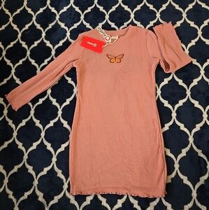 5-6 Year Girls Pink Dress With Butterfly